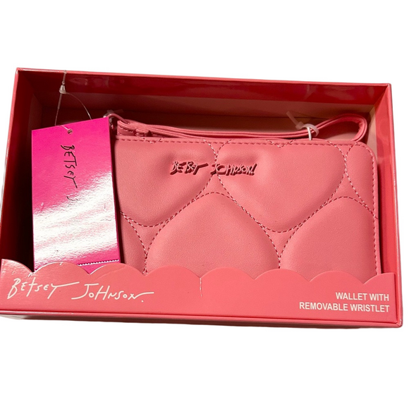 Betsey Johnson Pink Heart-Quilted Wallet